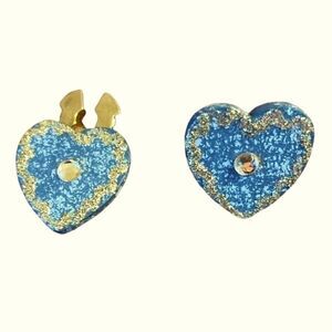 Heart shaped blue sparkly and Diamante button covers